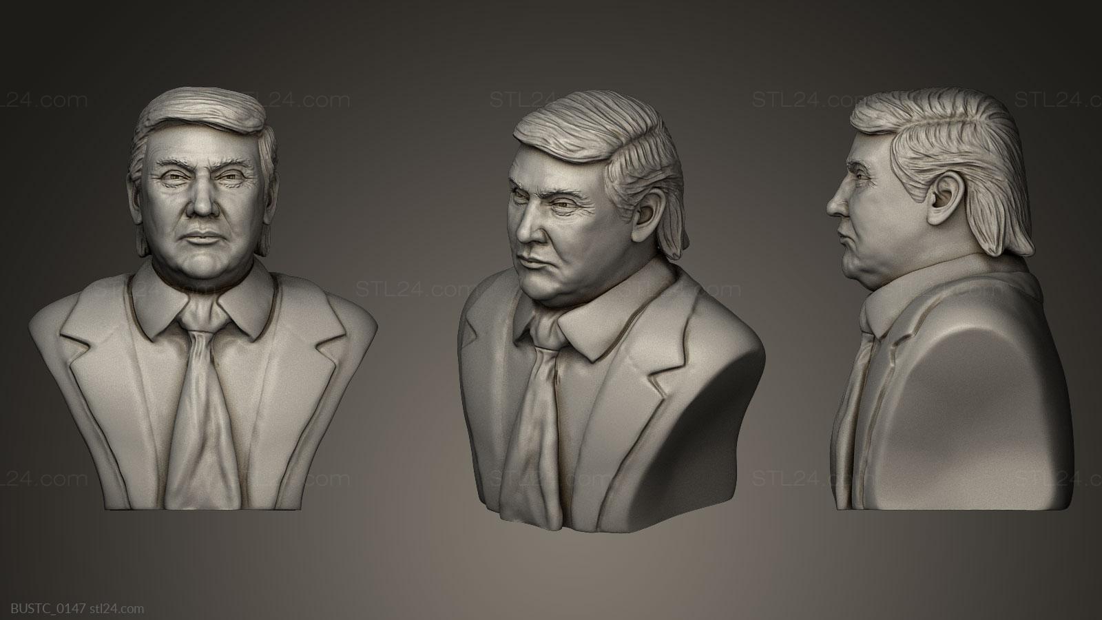 Бюсты и барельефы известных личностей (Дональд Трамп v3, BUSTC_0147) 3D модель для ЧПУ станка